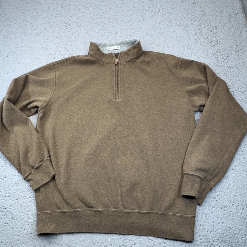 Peter Millar Sweater Mens Medium Brown Crown Comfort Perth 1/4 Zip Pullover Golf
